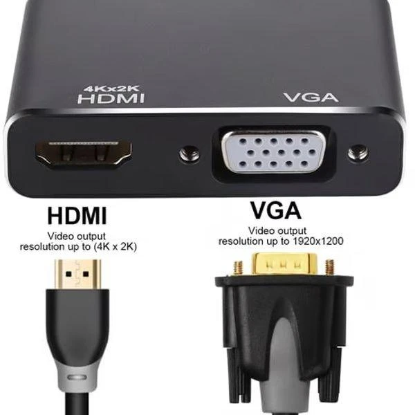 DisplayPort adapteris su HDMI ir VGA jungtimis