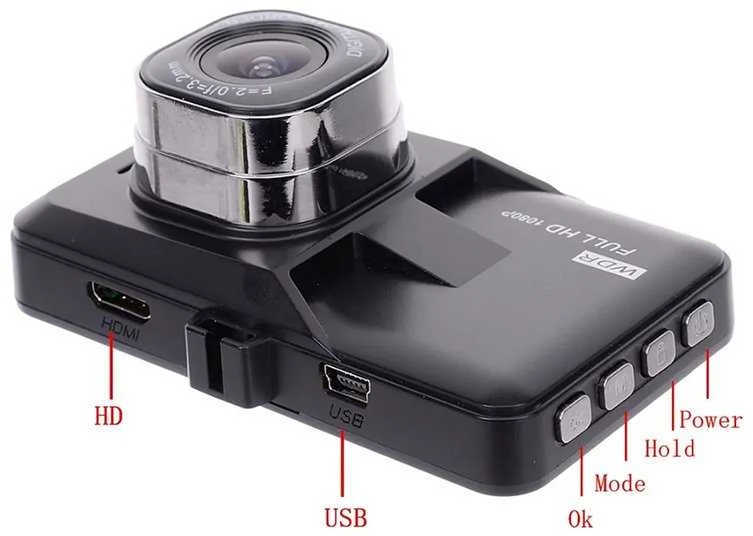 RoGer DVR2 automobilinis vaizdo įrašymo įrenginys / Full HD / 170' / G-sensorius / LCD 3''