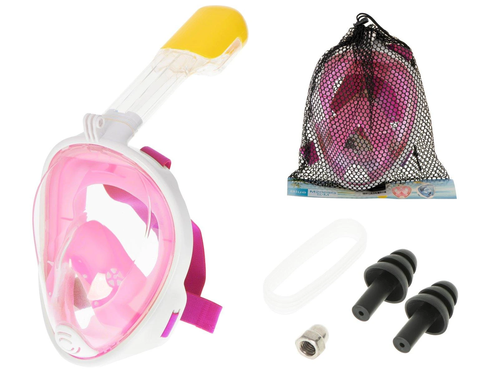 RoGer Full Dry snorkling Mask S/M Rožinė