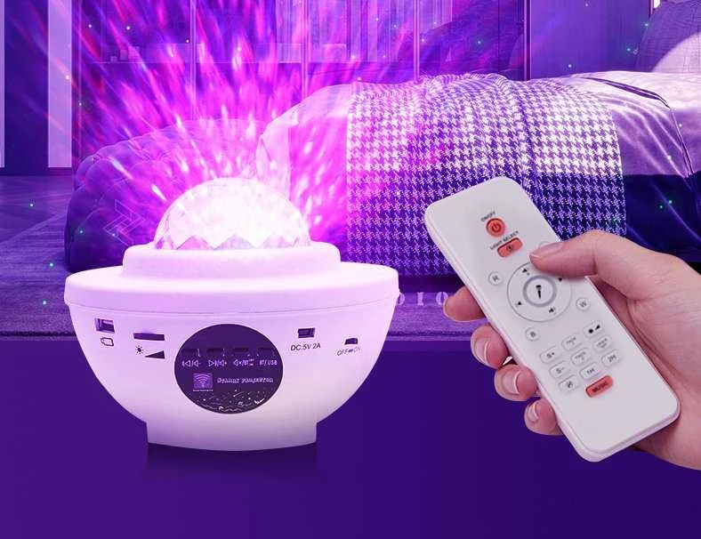 Roger Žvaigždžių projektoriaus naktinė šviesa Bluetooth garsiakalbis baltas