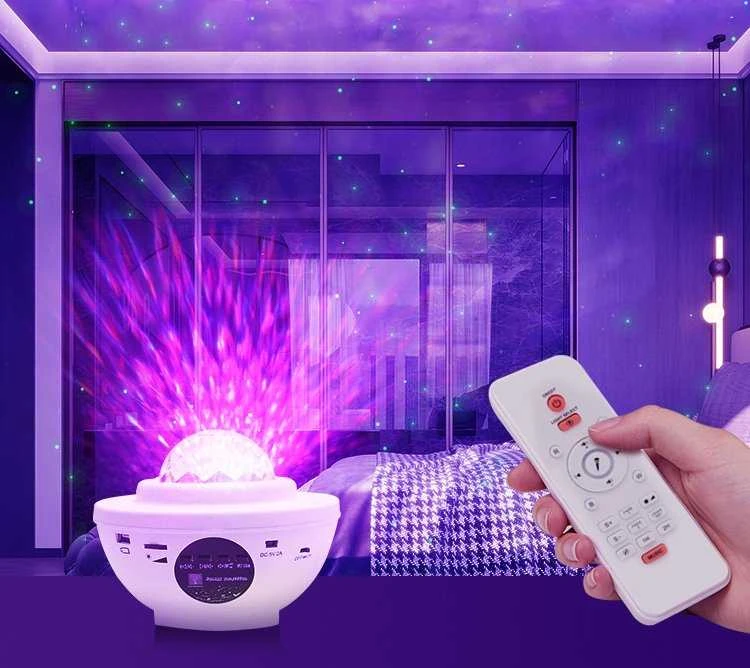 Roger Žvaigždžių projektoriaus naktinė šviesa Bluetooth garsiakalbis baltas