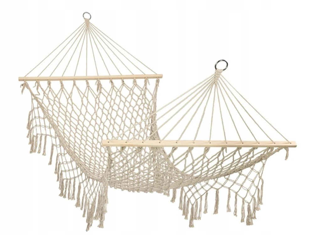Roger Sodo hamakas boho tinklelis su kutais 200 cm ecru spalvos