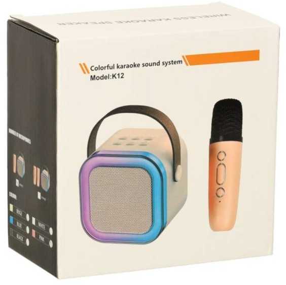 RoGer K12 Bluetooth karaoke komplektas RGB / 6W / rožinis
