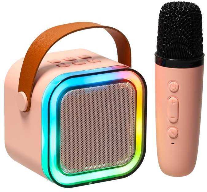 RoGer K12 Bluetooth karaoke komplektas RGB / 6W / rožinis