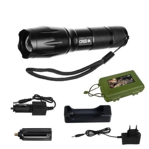 Trizand T6 Taktinis LED žibintuvėlis įkraunamas USB