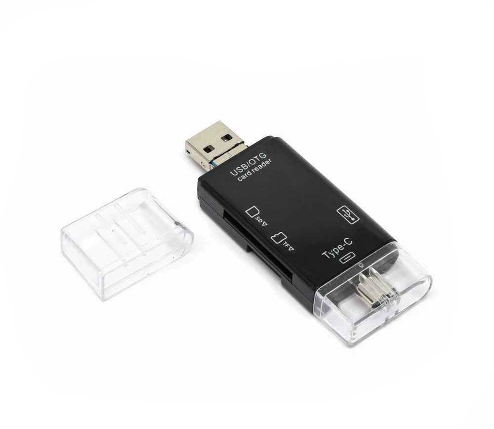 Atminties kortelė „RoGer OTG USB-C/USB/microUSB“ kortelių skaitytuvas TF / SD + USB 2.0