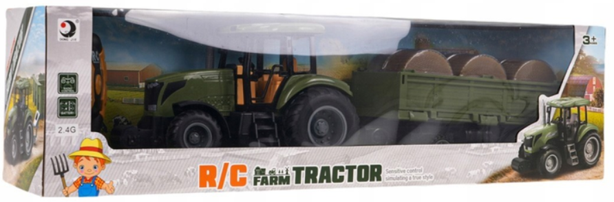 Ramiz Žalias nuotoliniu būdu valdomas traktorius su priekaba