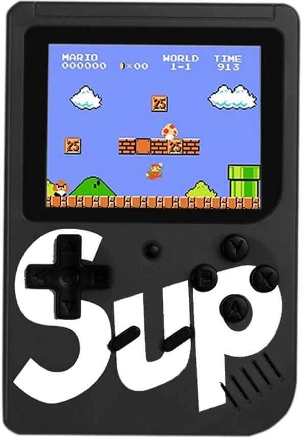 Roger HQ R1 8bit nešiojama retro žaidimų konsolė su 400 žaidimų, 3 colių LCD ekranas su RCA kabeliu ir TV, Juodas
