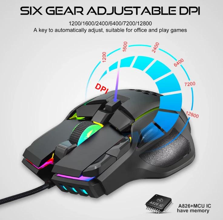 Pelė Roger S700 Juodas DPI 12800 RGB