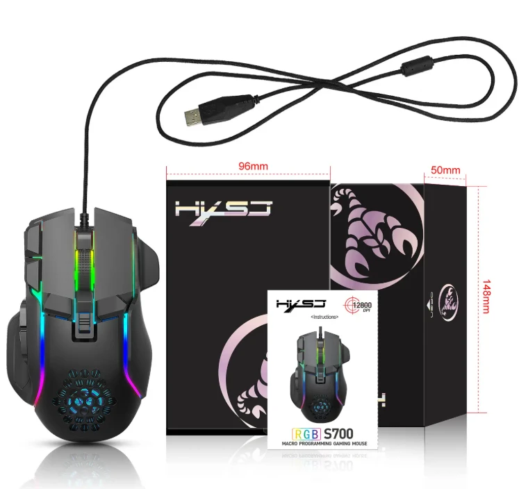 Pelė Roger S700 Juodas DPI 12800 RGB