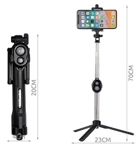 RoGer Selfie Stick + trikojo stovas su Bluetooth nuotolinio valdymo pultu