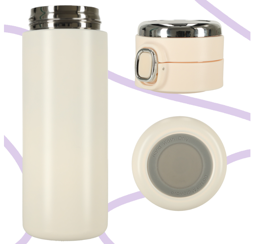 Kruzzel Termo puodelis - termosas 420ML su LED temperatūros indikatoriumi, rusvai gelsvas