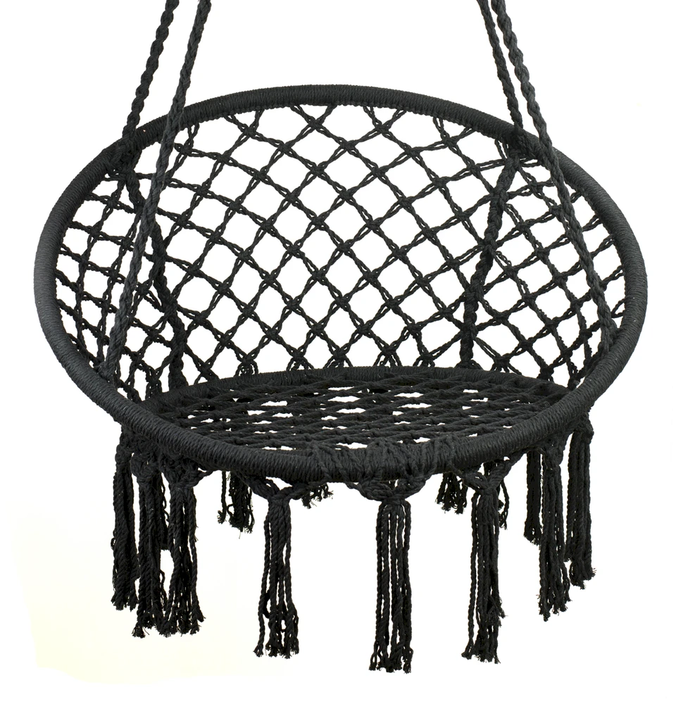 Boho stiliaus pakabinamas krėslas 80 cm | 150 kg | spalva: juoda