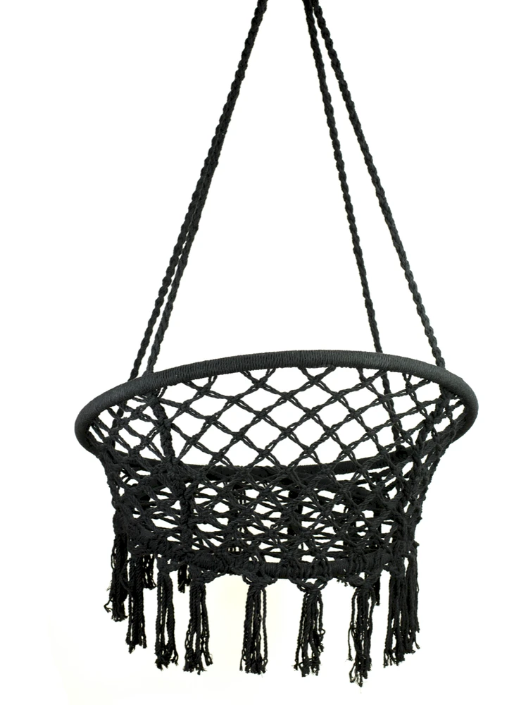 Boho stiliaus pakabinamas krėslas 80 cm | 150 kg | spalva: juoda