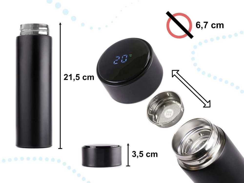 RoGer Thermo Mug Smart LED 500ml Juodas