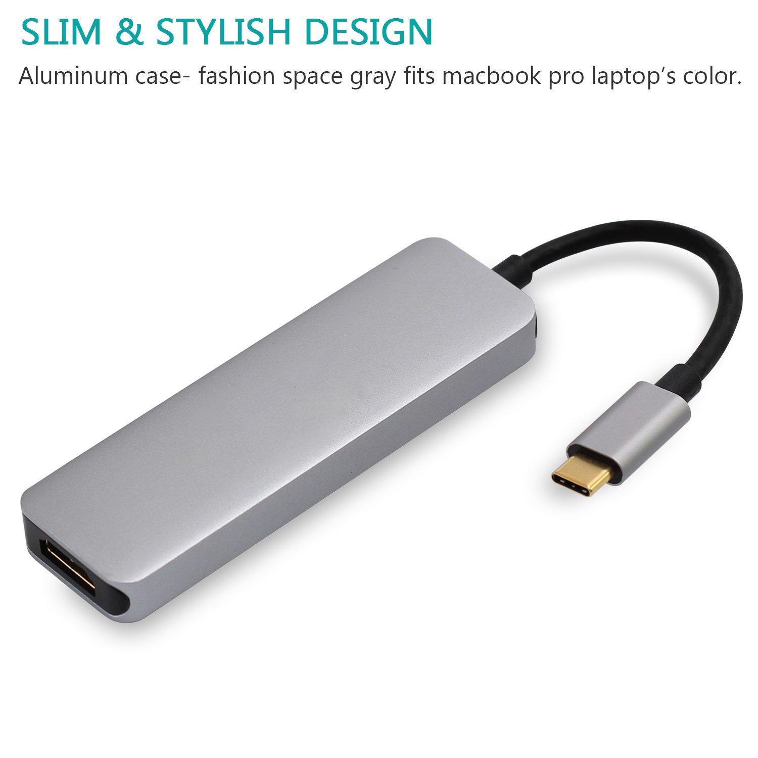 RoGer USB-C Hub 5in1 USB 3.0 x2 / HDMI / SD kortelių skaitytuvas / TF kortelių skaitytuvas