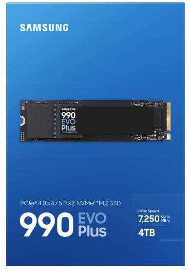Samsung 990 EVO Plus kietojo būsenos diskas SSD / 4 TB / 7150 MB/s / 1350000 IOPS / Juodas