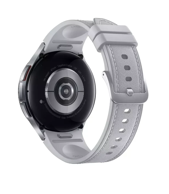 Išmanusis laikrodis Samsung Galaxy Watch 6 Classic LTE, 47 mm, Sidabrinės spalvos korpusas su pilkos spalvos dirželiu