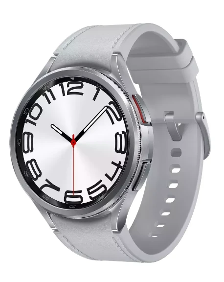 Išmanusis laikrodis Samsung Galaxy Watch 6 Classic LTE, 47 mm, Sidabrinės spalvos korpusas su pilkos spalvos dirželiu