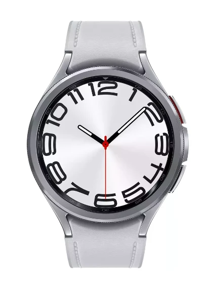 Išmanusis laikrodis Samsung Galaxy Watch 6 Classic LTE, 47 mm, Sidabrinės spalvos korpusas su pilkos spalvos dirželiu