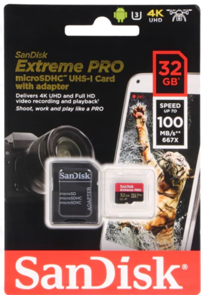 Atminties kortelė SanDisk microSDHC Extreme Pro 32GB U3 V30 UHS-I A1 100/90 MB/s
