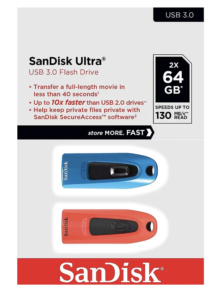 Pendrive SanDisk Ultra (2 vnt.), 64 GB (SDCZ48-064G-G46BR2)
