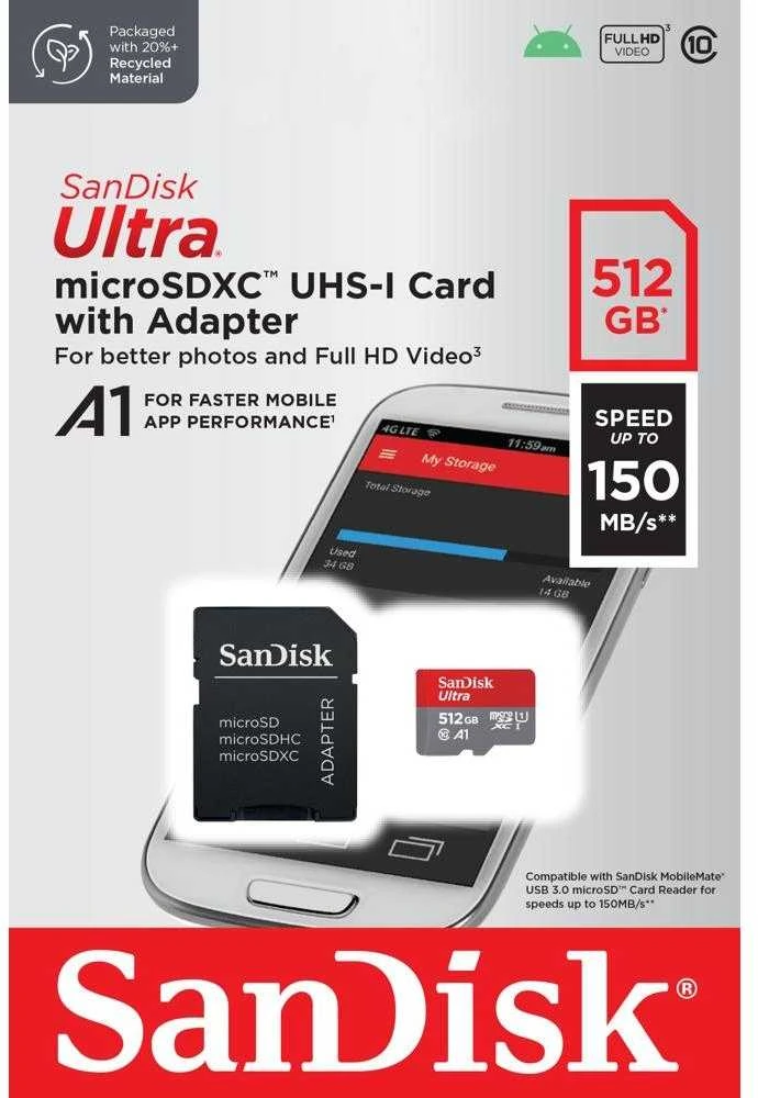 Atminties kortelė Sandisk Ultra microSDXC 512 GB