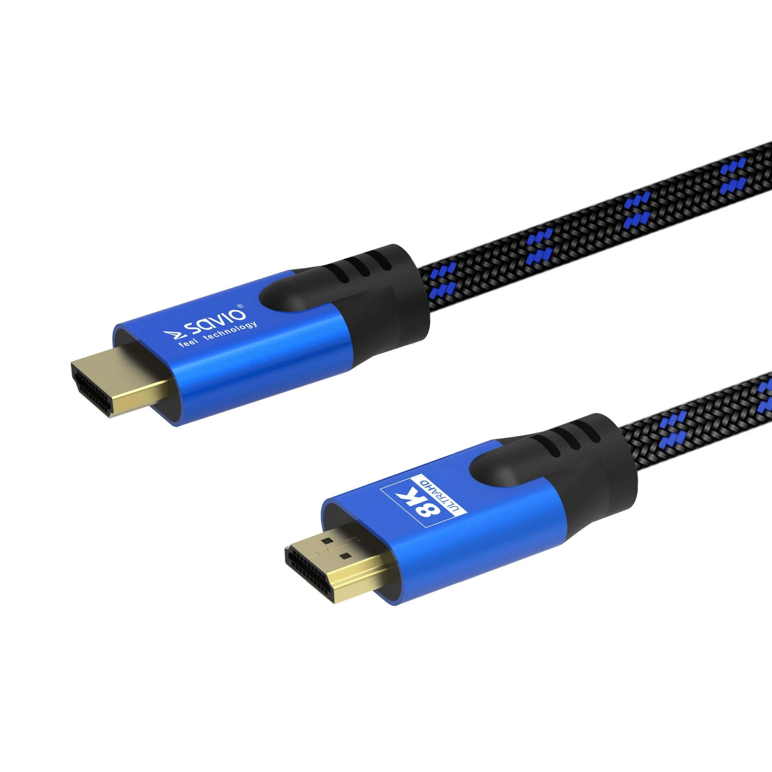 Savio HDMI laidas su 8K žymėjimu ir pintas kabelis