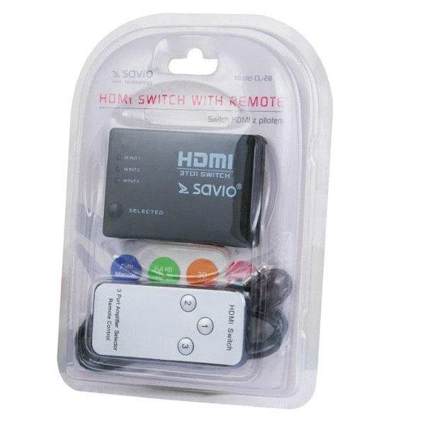 Savio SAVIO CL-28 Switch HDMI 3 porty + pilotas
