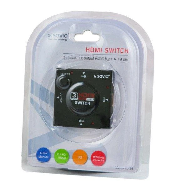 Savio CL-26 vaizdo jungiklis HDMI