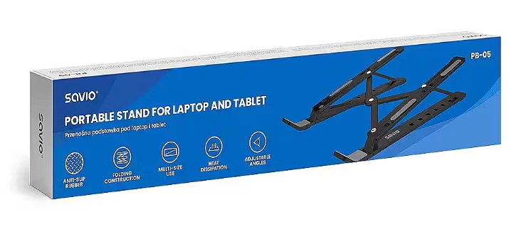SAVIO PB-05 Office stand for laptop and tablet, juodas, aliuminio