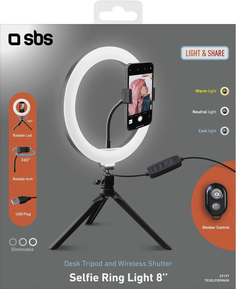 SELFIE STICK Wireless SBS su LED ir Juodas trikojis