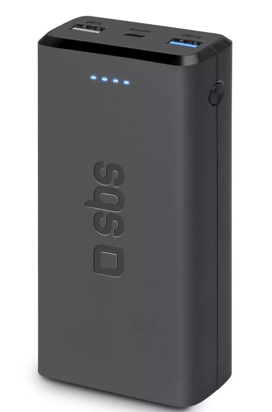 Power Bank 20.000 mAh Greitas įkrovimas, 2 USB By SBS Juodas