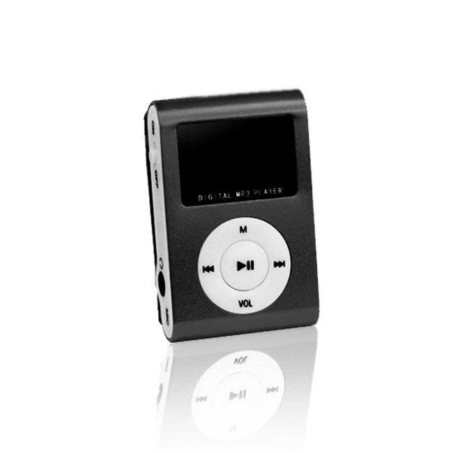  Setty Metal Clip MP3 grotuvas with FM Radio LCD Ekranas Micro SD Slot iki 32GB built-in Li-Ion Baterija Juodas