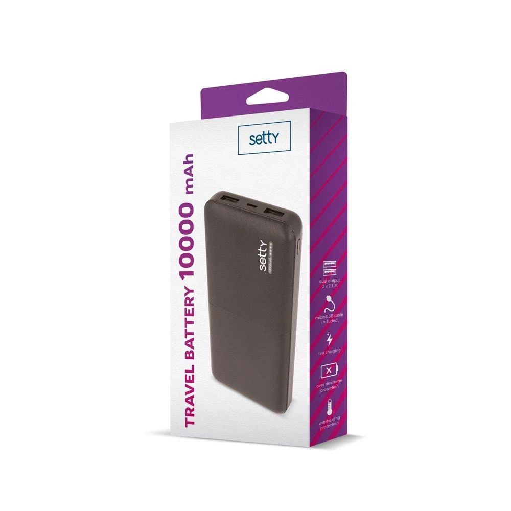 Setty išorinė baterija 10000 mAh SPB-10 juoda