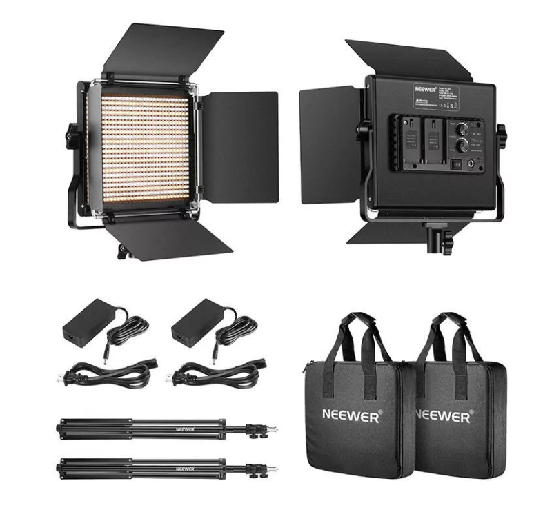 Sieninis šviestuvas „Neewer 660“ dviejų spalvų LED šviestuvų rinkinys, dvi lempos, 40 W, 3200–5600 K