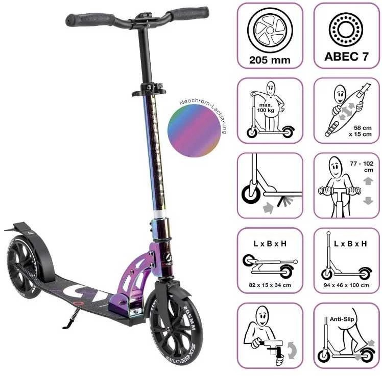 Six Degrees Scooter skrejritenis 205 mm neochrome