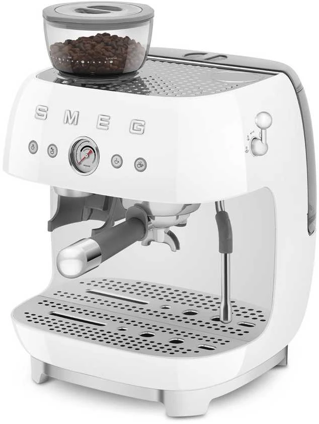 Kavos Aparatas - Smeg Espresso Aparatas su Integruotu Malūnėliu Dviejų Termoblokų Baltas