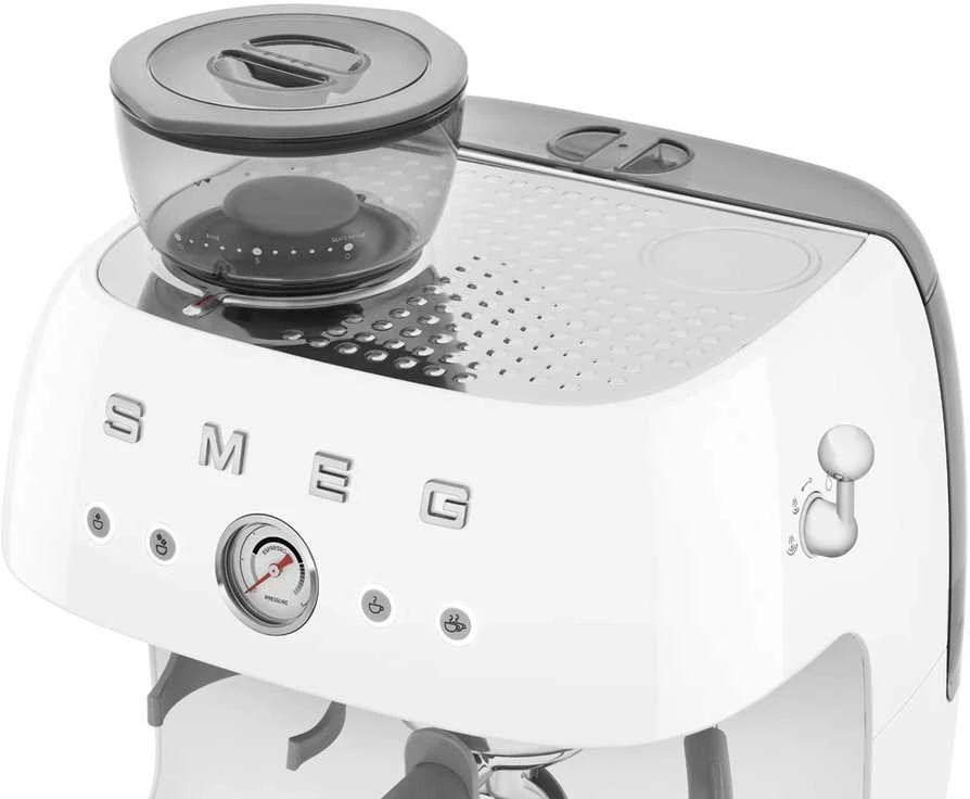 Kavos Aparatas - Smeg Espresso Aparatas su Integruotu Malūnėliu Dviejų Termoblokų Baltas