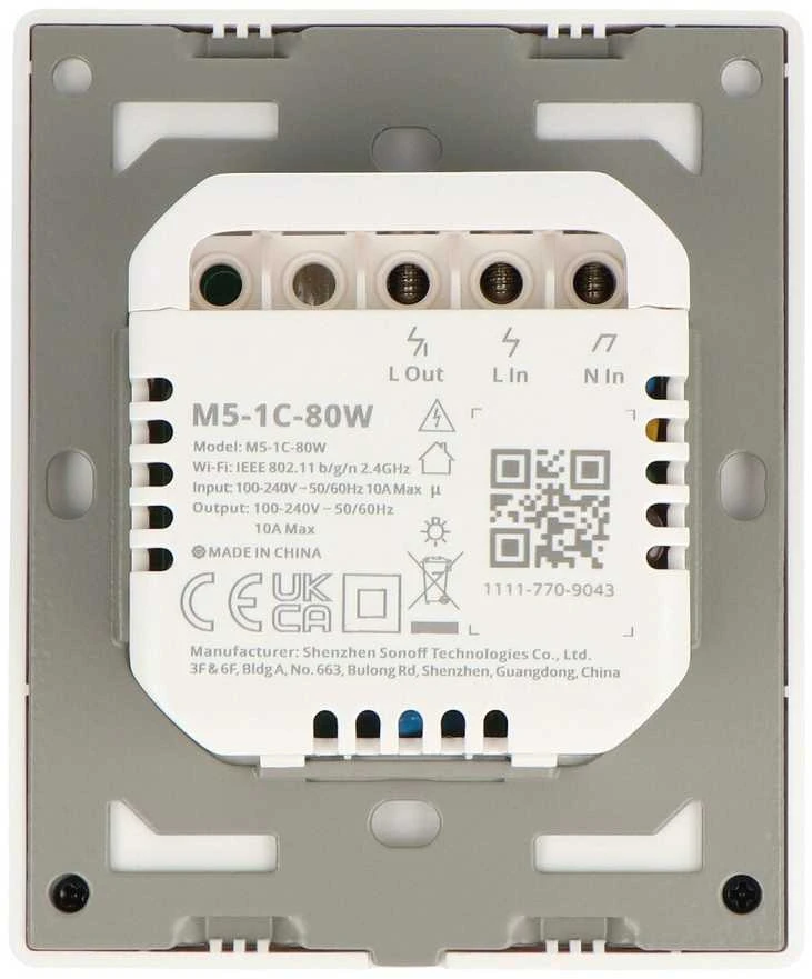 SONOFF M5 1 klavišo sieninis jungiklis 80mm pločio baltas M5-1C-80