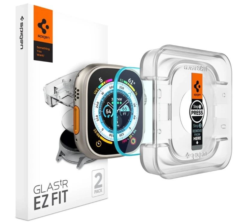 Apsauginis stiklas Spigen GLAS.TR „EZ Fit” 2-pack Apple Watch ULTRA (49 mm) skaidrus