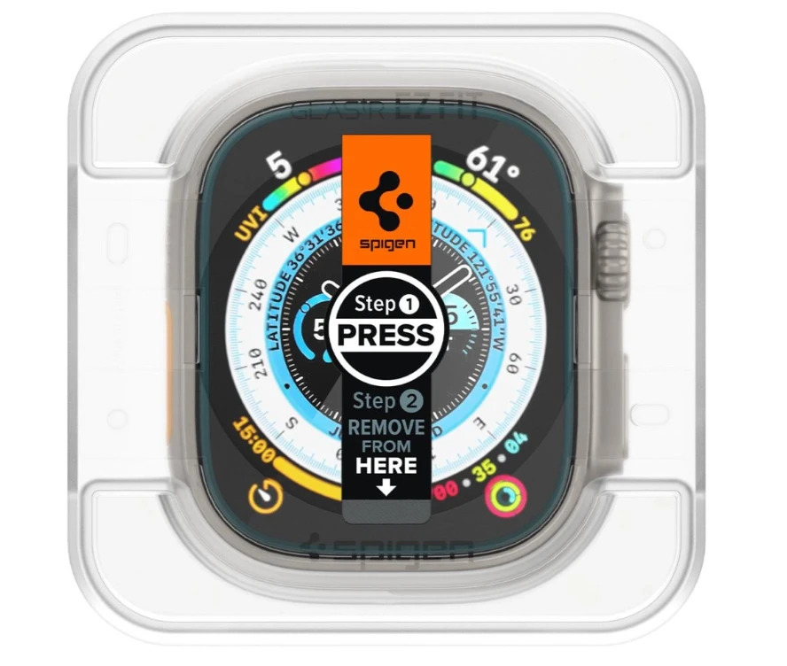 Apsauginis stiklas Spigen GLAS.TR „EZ Fit” 2-pack Apple Watch ULTRA (49 mm) skaidrus