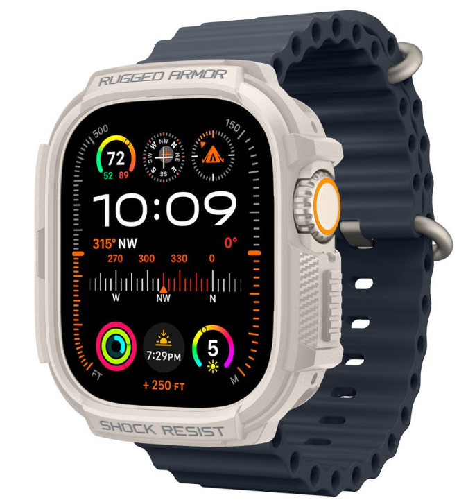 Apple Watch Ultra 1 / 2 (49mm) Spigen Rugged Armor beige dėklas laikrodžiui