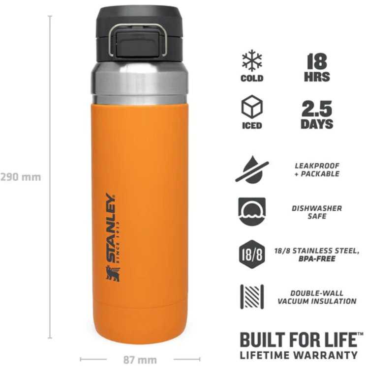 Gertuvė Stanley QUICK FLIP, 1064 ml, oranžinės (Saffron) spalvos