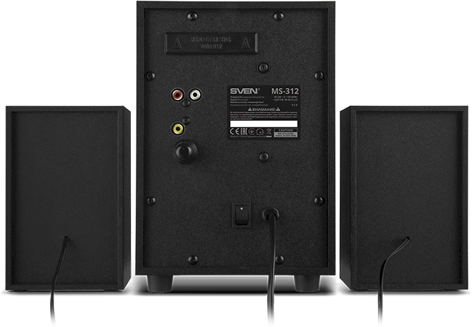 Kompiuterio kolonėlės 2.1 kolonėlės SVEN MS-312, juodas, Bluetooth, FM, USB, Ekranas, RC blokas, galia 20W+2x10W (RMS)