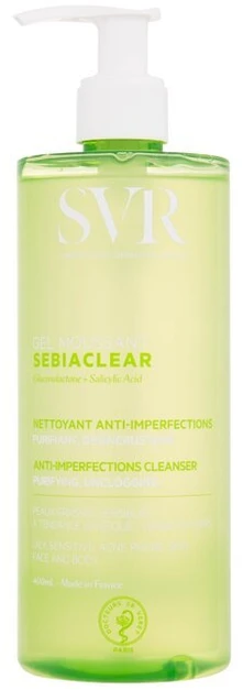 Svr Sebiaclear Gel Moussant bemuilis veido prausiklis jautriai, riebiai, probleminei odai, 400 ml