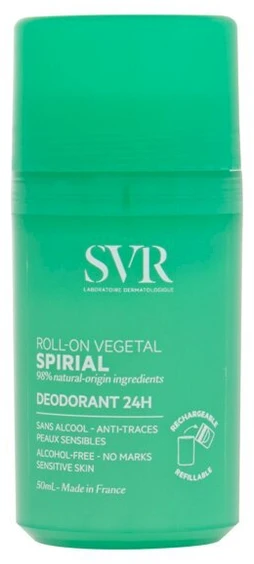 Svr Spirial Vegetable Dezodorantas 24h Roll-On rutulinis antiperspirantas be aliuminio druskų, 50 ml
