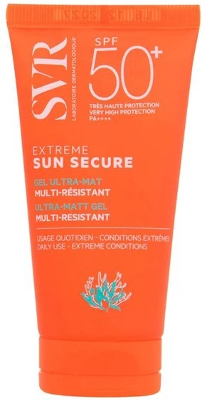 Svr Sun Secure Extreme Ultra Matte Gel SPF 50+ vandeniui atsparus apsauginis gelis veidui nuo saulės, 50 ml