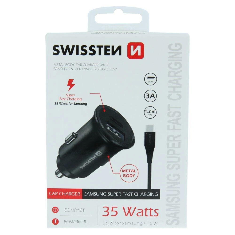 Samsung Įkroviklis Swissten ŁAD SAM SWISSTEN 25W 2XUSB-C Juodas + KABELIS 1,2M TYPE-C