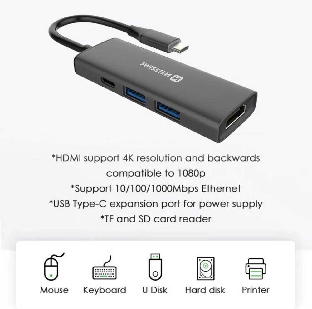 SWISSTEN USB-C HUB 4-IN-1